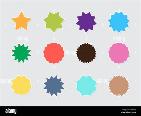 Burst Stars Circle Colored Emblems Promo Badges Round Starburst Shapes