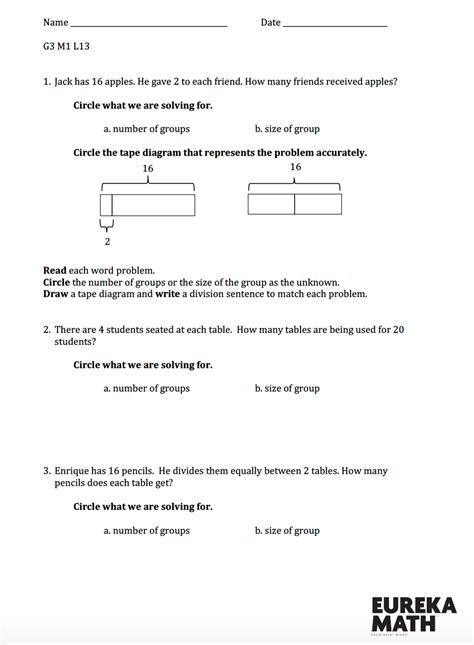 Grade 1, module 2, lesson 13, exit ticket. Grade 3/Module 1/Lesson 13 Review | Eureka math, Word ...