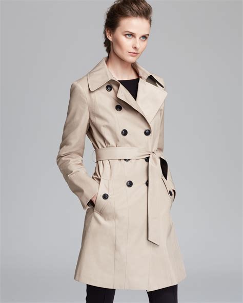 Lyst Dkny Combo Contrast Faux Leather Belted Trench Coat