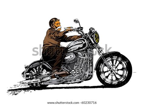 Old Man Riding Motorcycle Stock Vector Royalty Free 60230716