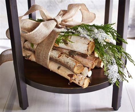 Birch Wood Bundles With Sackcloth Bow And Evergreens Diy Christmas