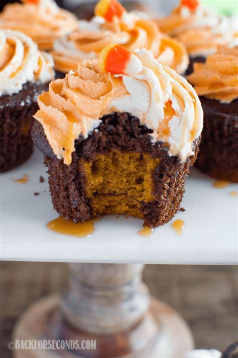 Chocolate Pumpkin Cupcakes With Salted Caramel Buttercream Back For
