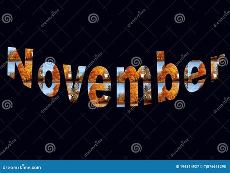 Colourful Design Word November Font Stock Vector Decorative Element In