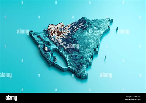 Mapa Topográfico De Nicaragua Matiz De Elevación Hipsómétrica Mapa De