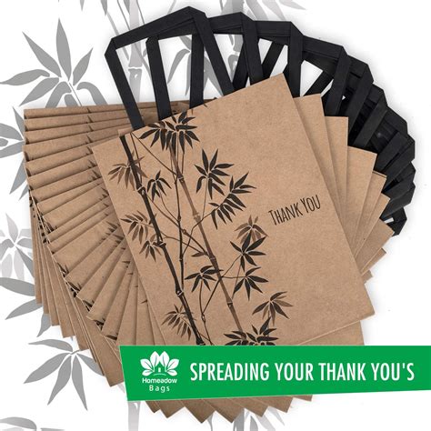 Green Leaves Thank You Bag Medium 50 Pcs Homeadow