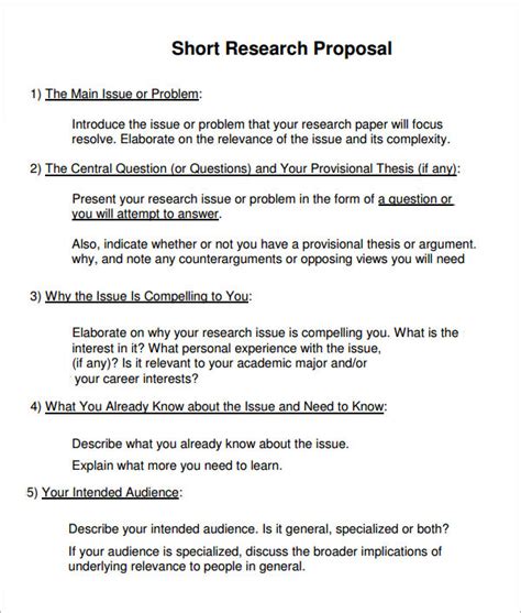 Research Proposal Templates 10 Free Word And Pdf Samples Formats