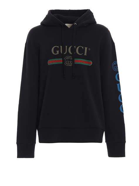 Gucci Embroidered Dragon Blue Cotton Hoodie Sweatshirts And Sweaters