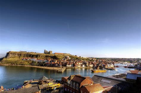 United Kingdom Houses Rivers Ships Sky Whitby North Yorkshire