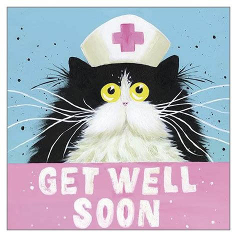 Get Well Soon Cat Greeting Card By Kim Haskins Purrfect Cat Ts