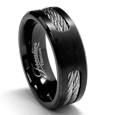 Black titanium wedding bands will not fade. Black Titanium ring Wedding band with Stainless Steel ...