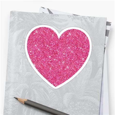 Pink Glitter Heart Printed Image Sticker By Mhea Redbubble