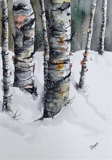 Winter Watercolor Winter Painting Watercolor Trees Tree Painting