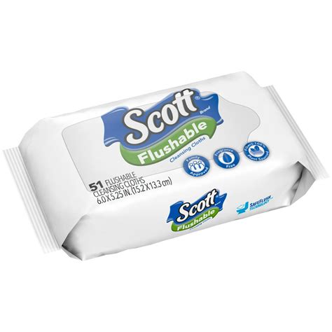Scott Flushable Wipes Fragrance Free Soft Pack With 51 Wet Wipes Total
