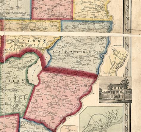 Map Of Saratoga County New York Ny 1856 Restoration Etsy Uk