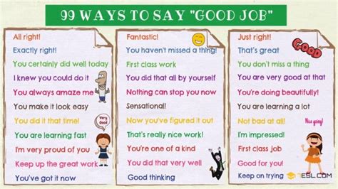 99 Ways To Say Good Job In English • 7esl