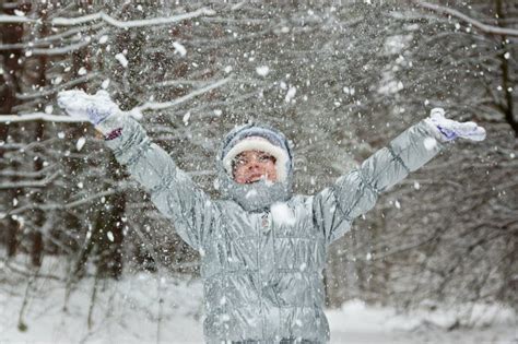Child Winter Fun In Snowy Forest Stock Photo Image Of Active Holiday