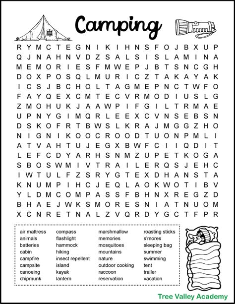 Difficult Camping Word Search