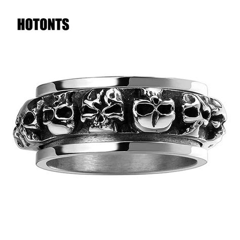 r079 high quality punk style 316l stainless steel skull ring gothic antique titanium steel rings