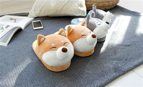 Plush Doge Slippers In 2022 Soft Stuffed Animals Slippers Warm Slippers