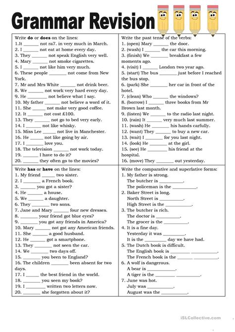 Free Printable English Grammar Exercises Grammar For Beginners To