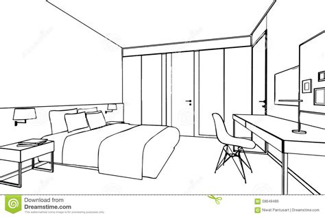 Outline Sketch Of A Interior Stock Vector Illustration Of Wire Frame
