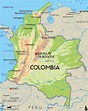 Detallado mapa físico de Colombia con principales ciudades | Colombia ...