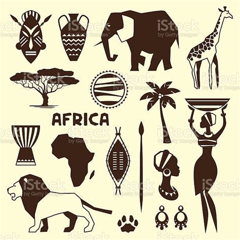 Africa Symbols And Design Elements In Black On White