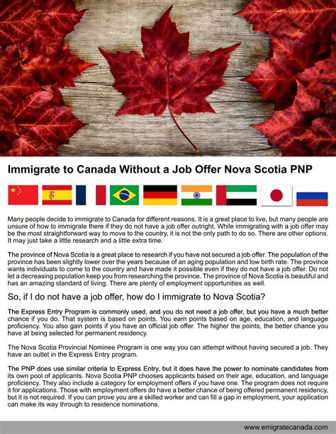 Immigrate To Canada Without A Job Offer Nova Scotia Pnp By Canada