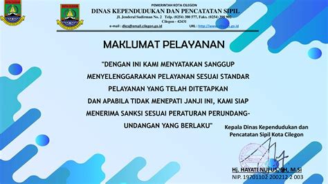 Maklumat Pelayanan Dinas Kependudukan Dan Pencatatan Sipil Kota Cilegon