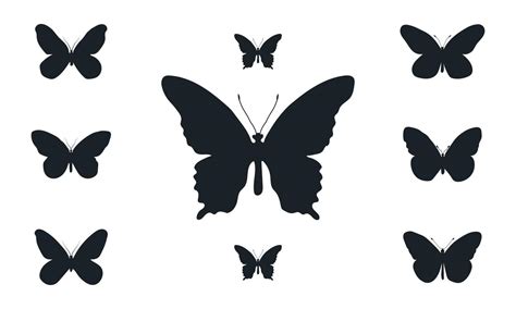 Butterflies Silhouette Set Vector Illustration 7060021 Vector Art At