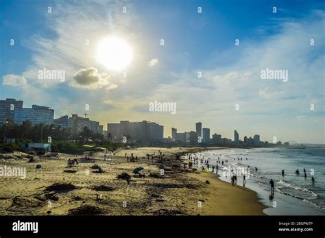 Durban Golden Mile Beach With White Sand And Skyline Kzn South Africa
