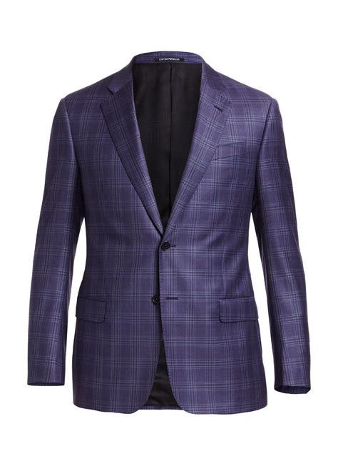 Emporio Armani Plaid G Line Wool Sport Coat In Purple For Men Lyst