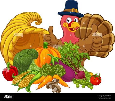 thanksgiving turkey cornucopia horn of plenty stock vector image and art alamy