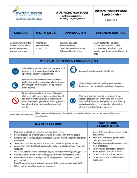 Unique 15 Of Safety Operating Procedures Bench Grinder Myjdescargas