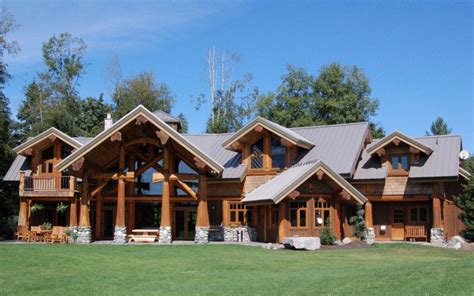 The majority of the house plans you find online are intended for flat sites, in the same way as a few trees and no water, view optional. Langley Post and Beam - West Coast Log Homes