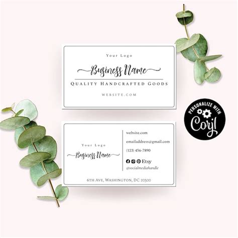 Business Card Template Simply Natural Small Business Card Etsy