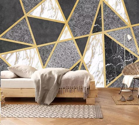 Beibehang Custom 3d Wallpaper Geometric Lines Marble Texture Sofa
