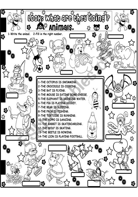 What Are The Animals Doing Esl Worksheet By Angelamoreyra