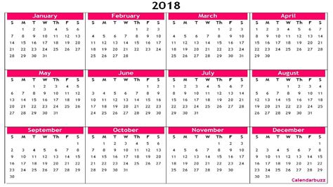 2018 Yearly Calendar Printable Templates Of Word Excel Pdf Calendarbuzz