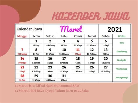 Desain Kalender Kalender Jawa 2021 Download Kalender 2021 Lengkap Dan