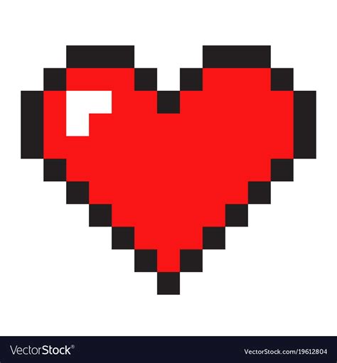Pixel Art Heart Isolated On White Background Vector Image