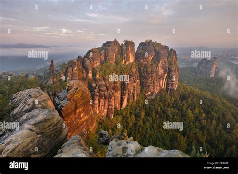 Landscape In The Elbe Sandstone Mountains Saxony Germany Europe