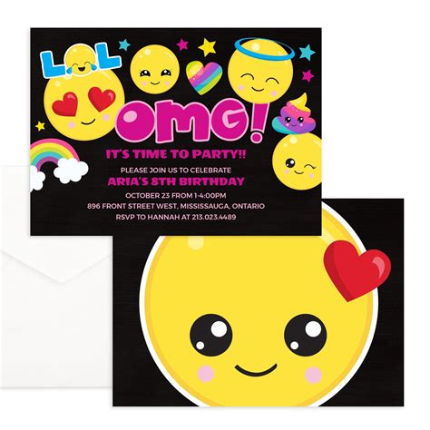 Emoji Birthday Invitation Printable Instant Download File Etsy Canada