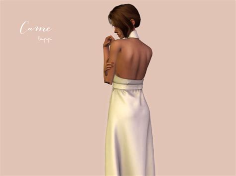 Came Long Dress Tied To The Neck With Belt By Laupipi At Tsr Sims 4