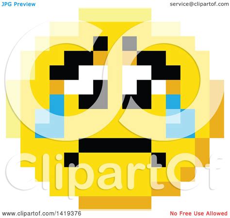 Clipart Of A Crying Sad 8 Bit Video Game Style Emoji Smiley Face