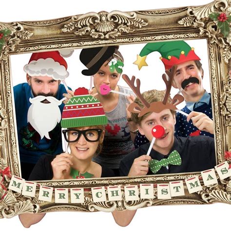 Festive Christmas Photo Booth Large Picture Frame And 22 Props Funny