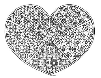 Valentine Heart Zentangle Coloring Page by Pamela Kennedy ...
