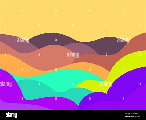 Colorful Landscape In A Minimalistic Style Plains And Mountains