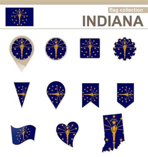 Premium Vector Indiana Flag Collection Usa State 12 Versions