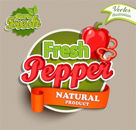 Premium Vector Organic Food Label Fresh Pepper Logo